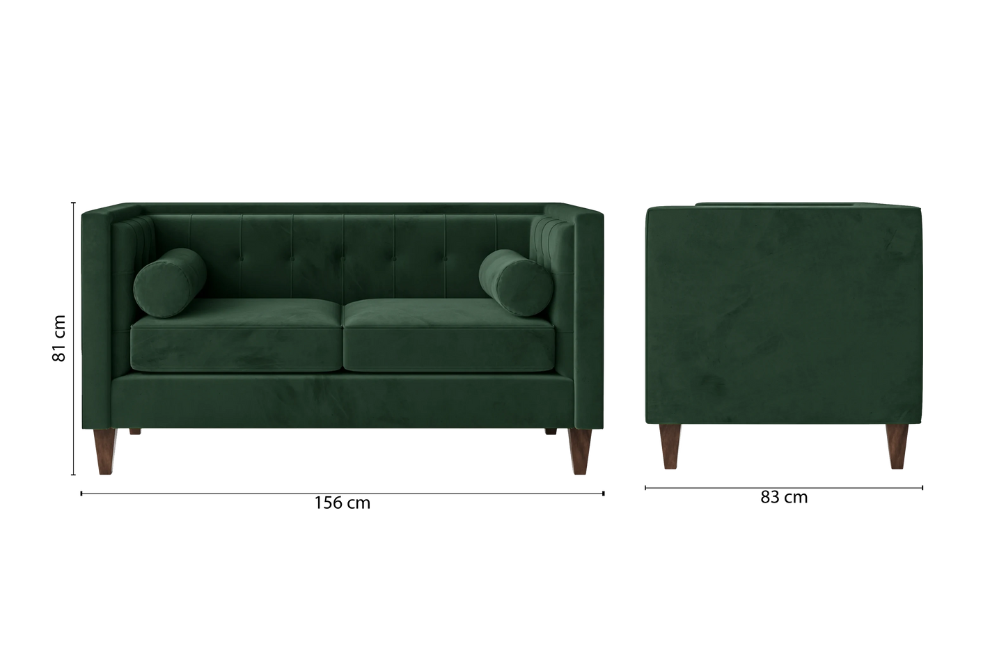 Brescia 2 Seater Sofa Green Velvet