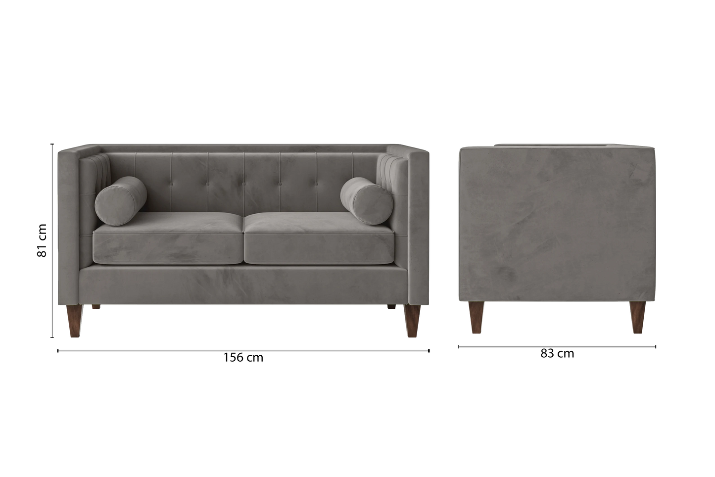 Brescia 2 Seater Sofa Grey Velvet