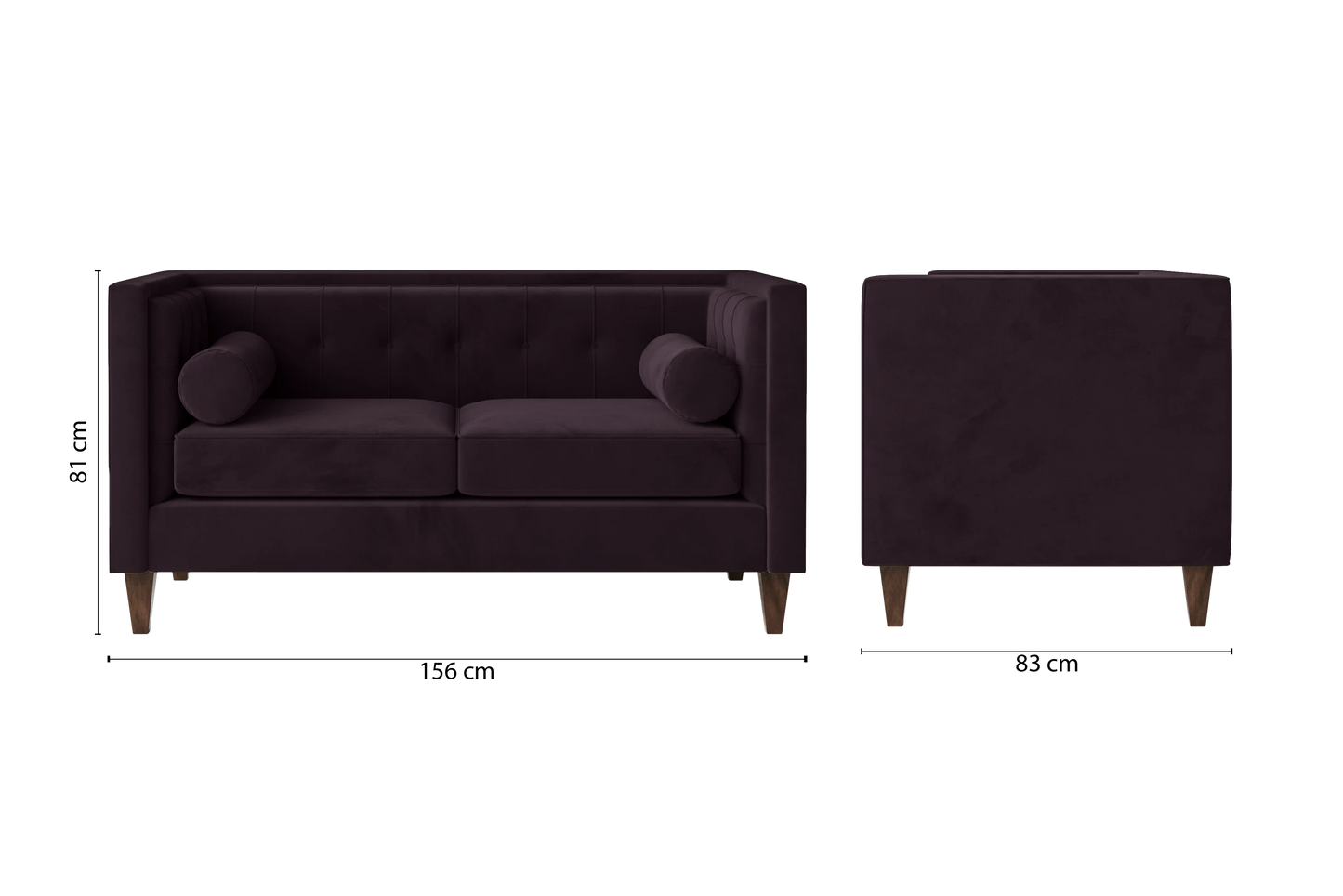 Brescia 2 Seater Sofa Purple Velvet