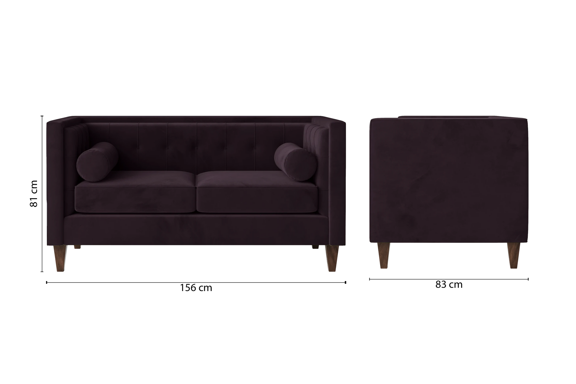 Brescia 2 Seater Sofa Purple Velvet