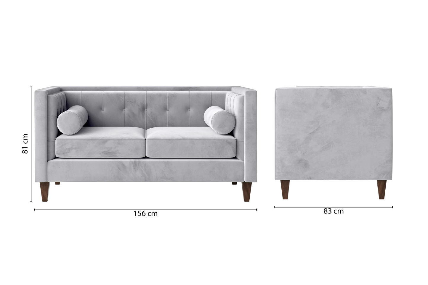 Brescia 2 Seater Sofa Silver Velvet