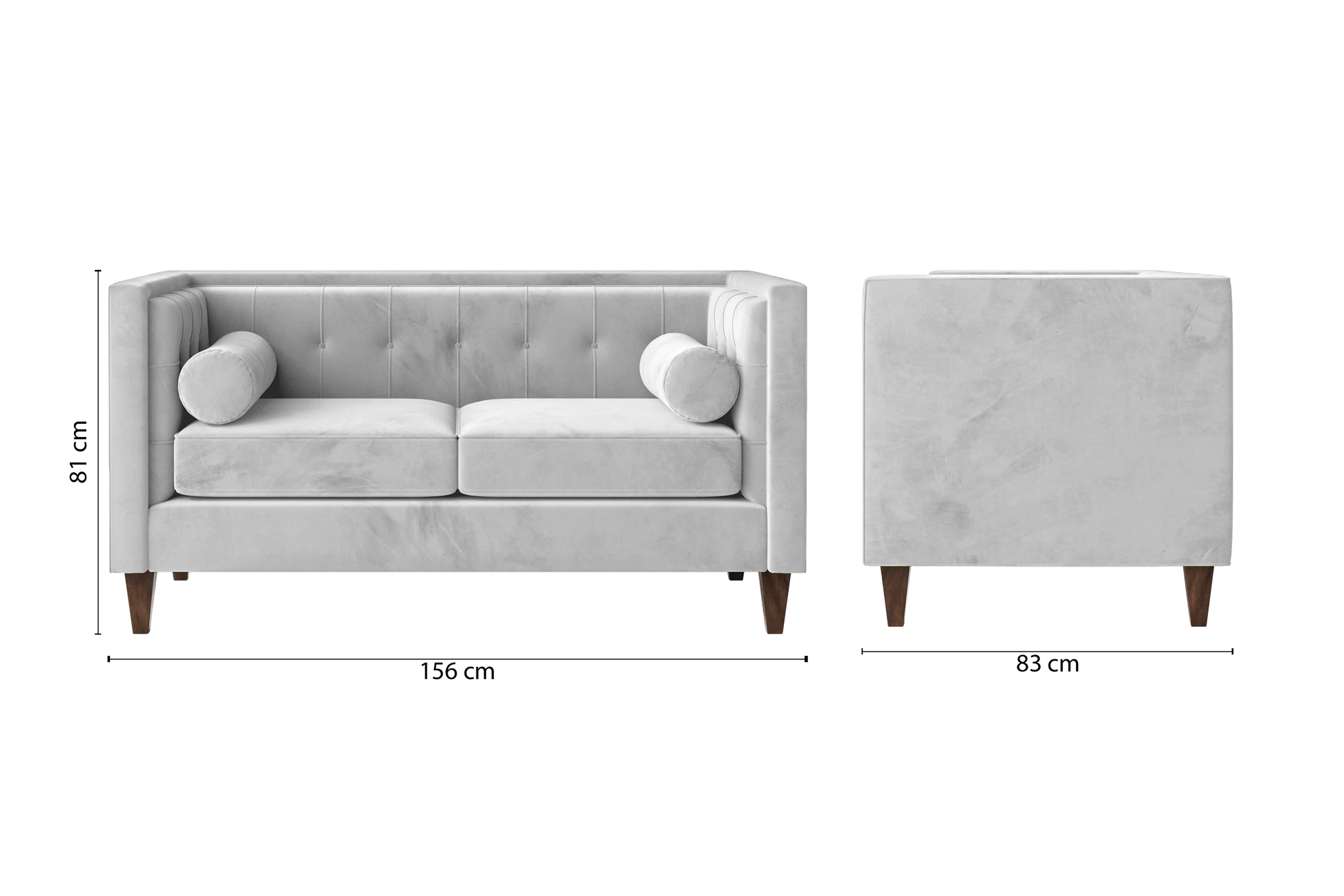 Brescia 2 Seater Sofa White Velvet