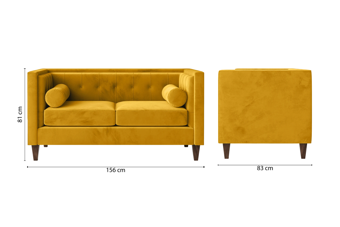 Brescia 2 Seater Sofa Yellow Velvet