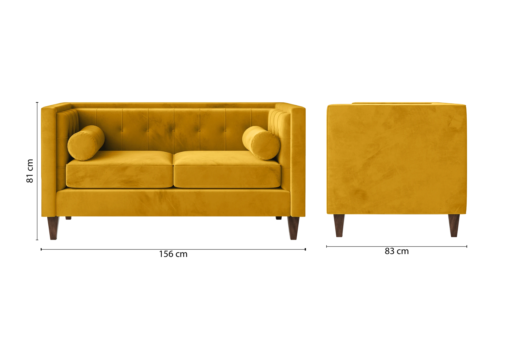 Brescia 2 Seater Sofa Yellow Velvet