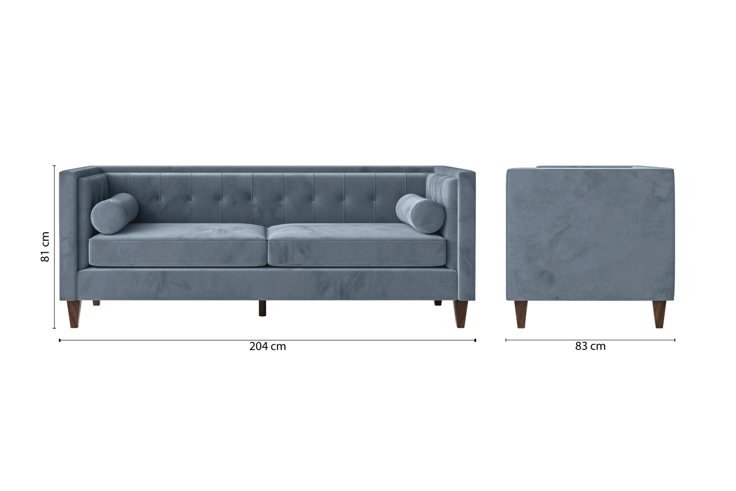 Brescia 3 Seater Sofa Baby Blue Velvet