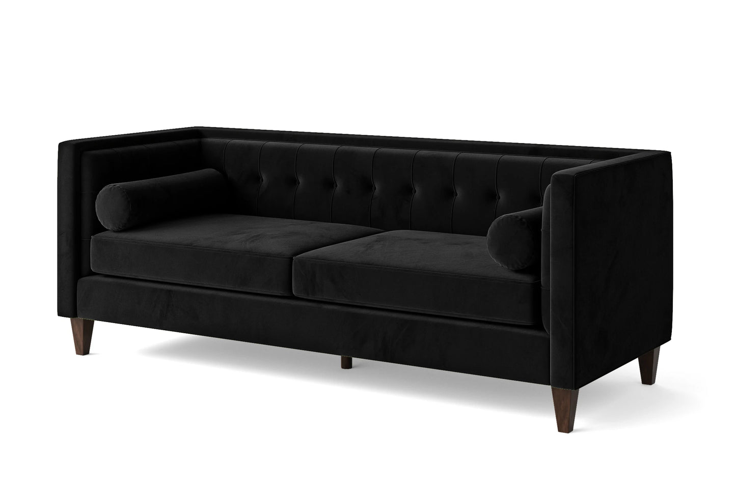 Brescia 3 Seater Sofa Black Velvet