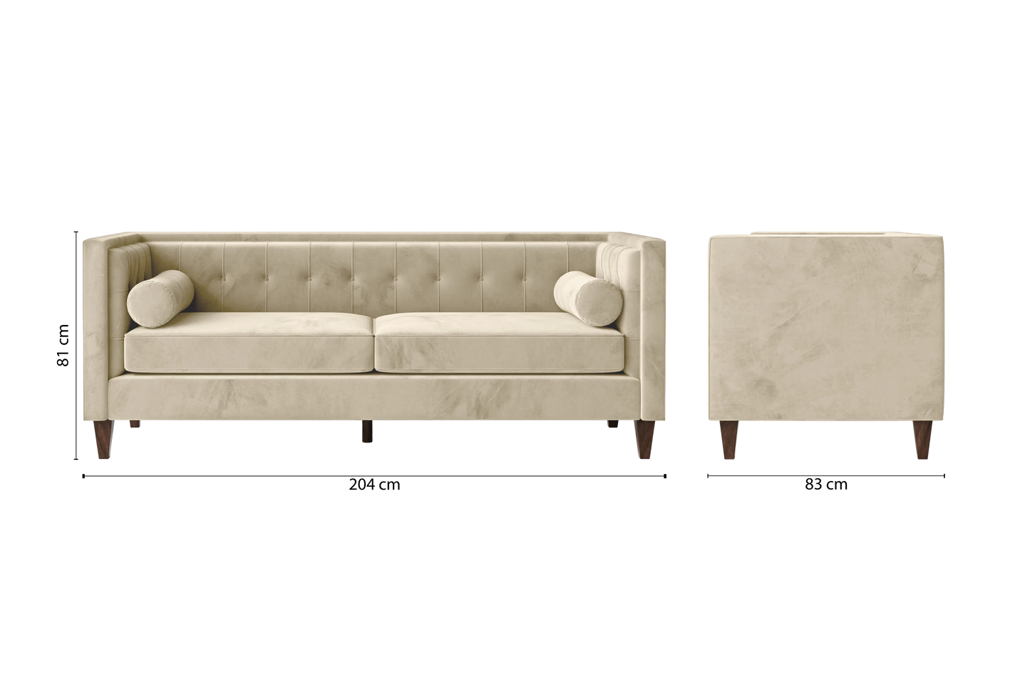 Brescia 3 Seater Sofa Cream Velvet