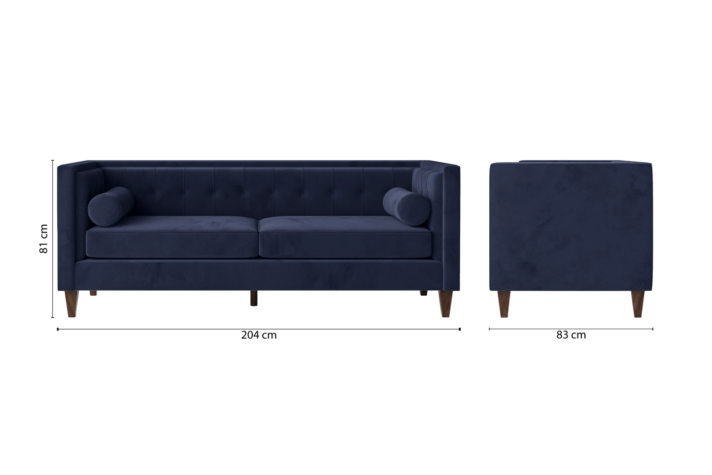 Brescia 3 Seater Sofa Dark Blue Velvet