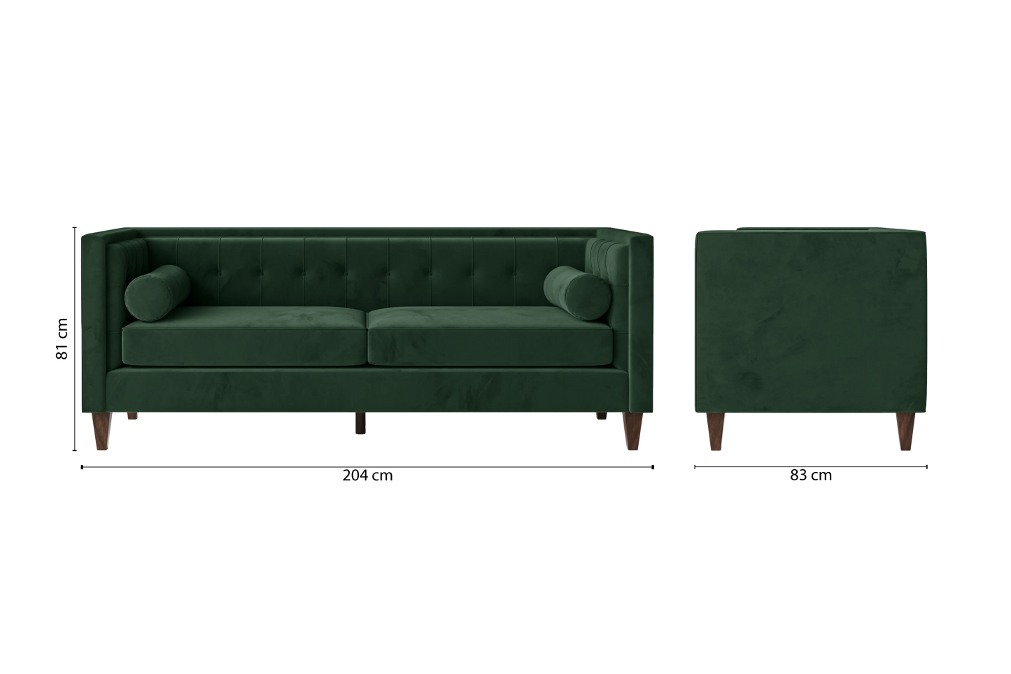 Brescia 3 Seater Sofa Green Velvet