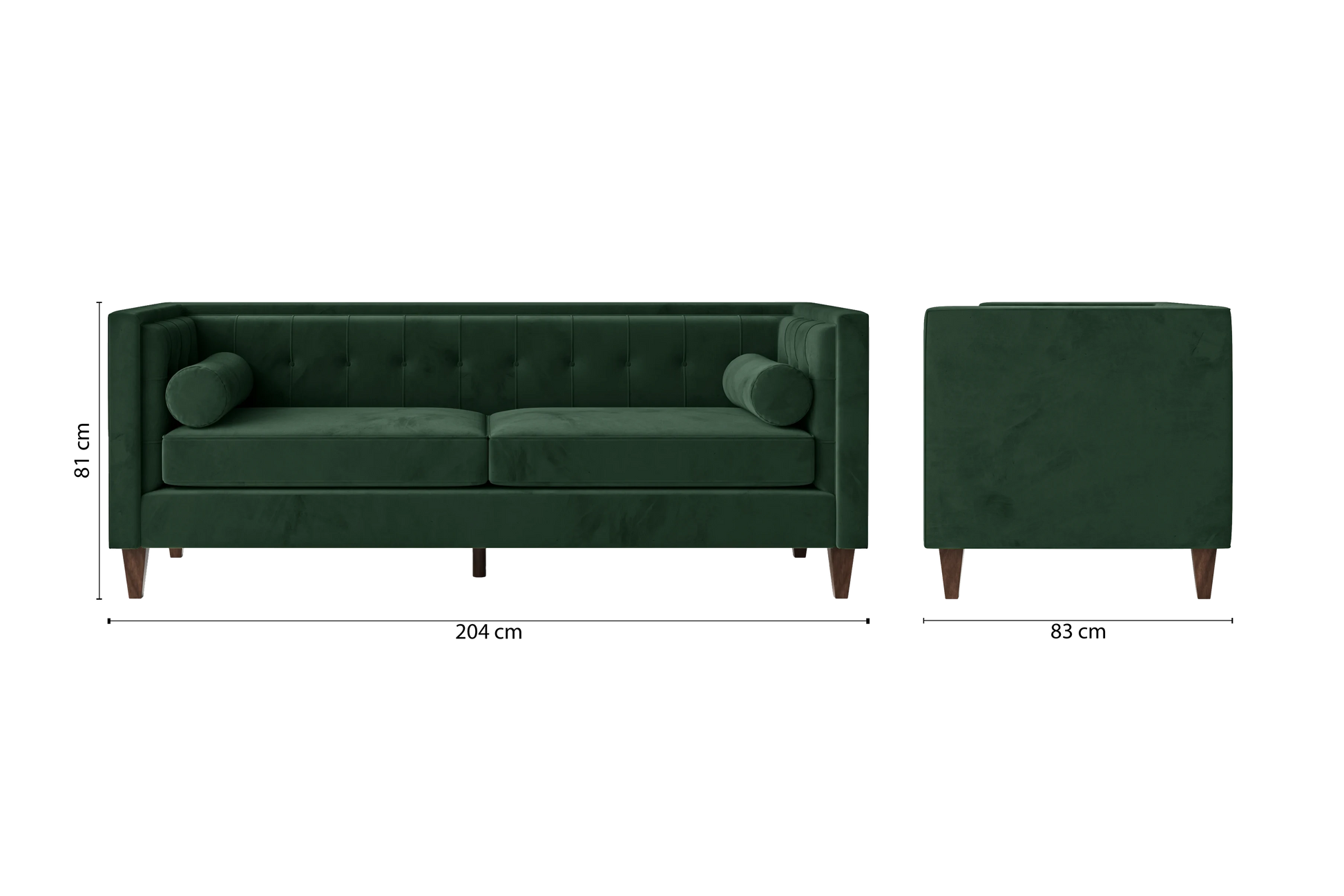 Brescia 3 Seater Sofa Green Velvet