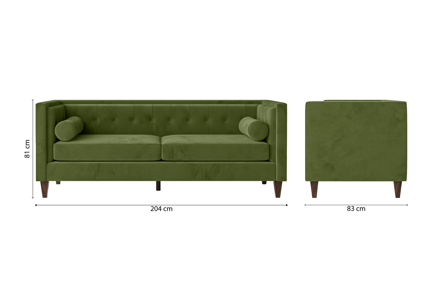 Brescia 3 Seater Sofa Lime Velvet