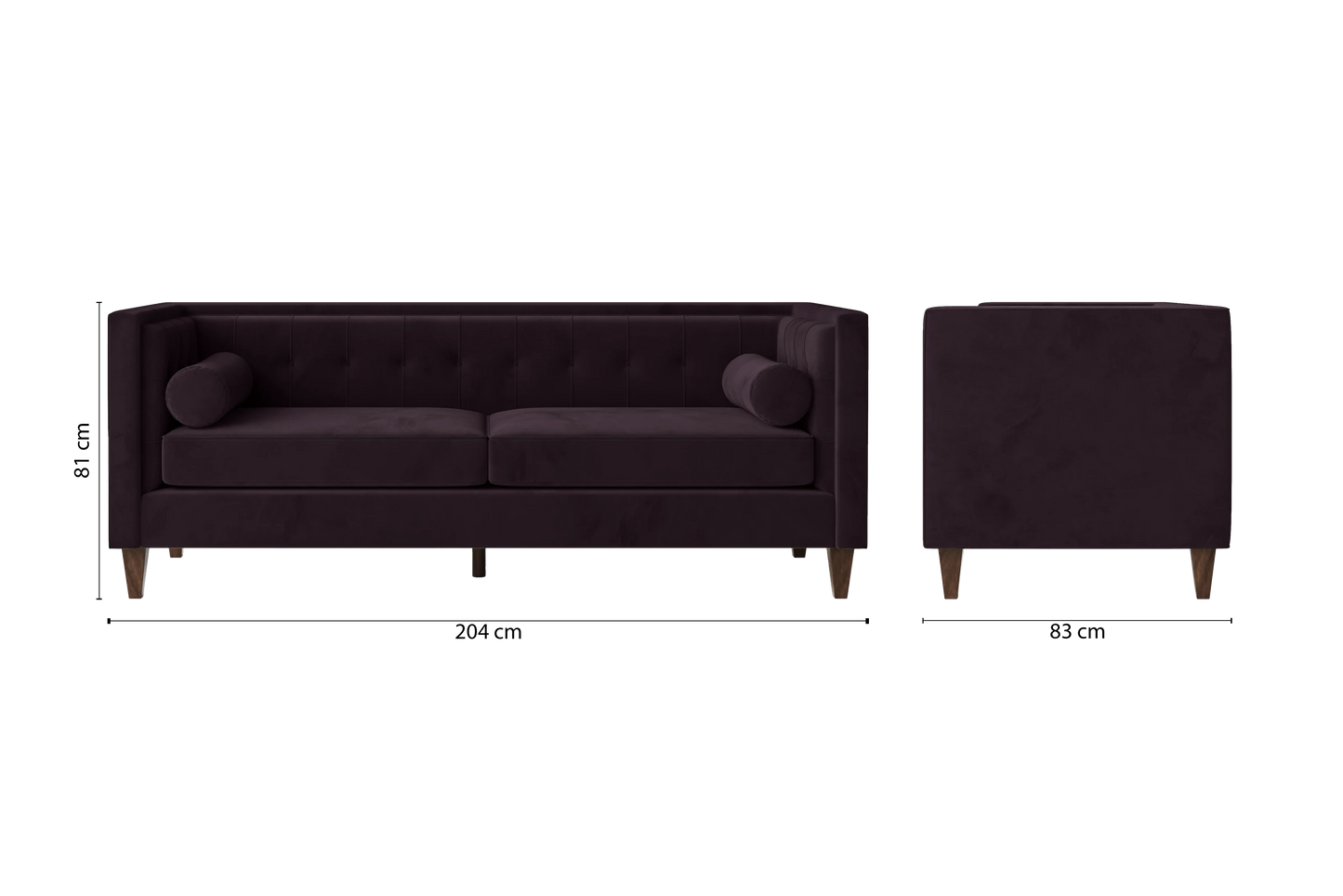 Brescia 3 Seater Sofa Purple Velvet