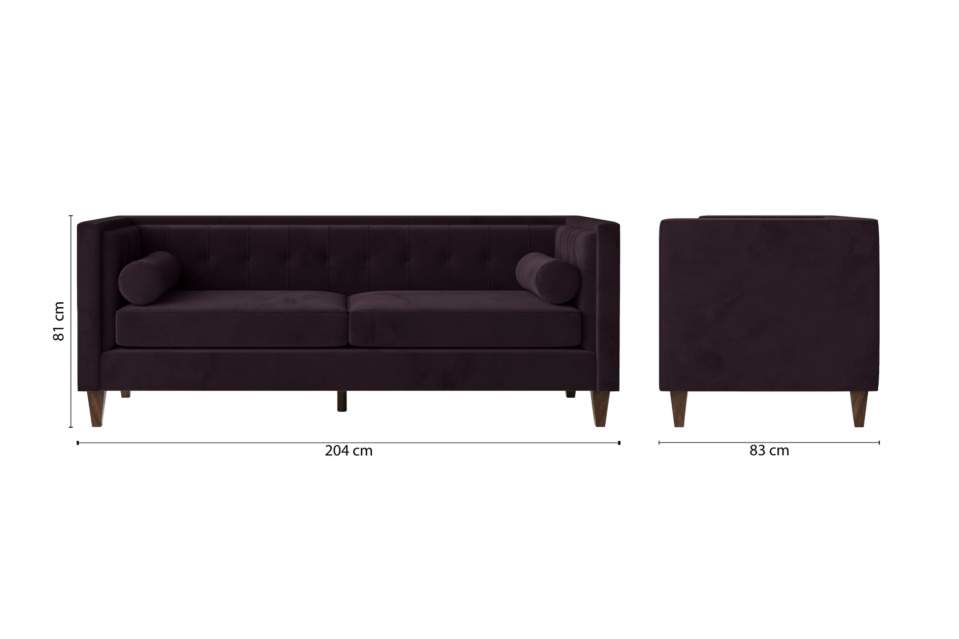 Brescia 3 Seater Sofa Purple Velvet