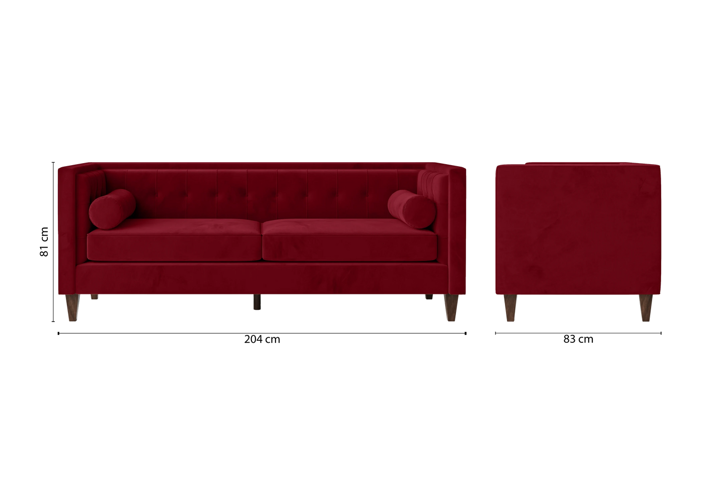 Brescia 3 Seater Sofa Red Velvet