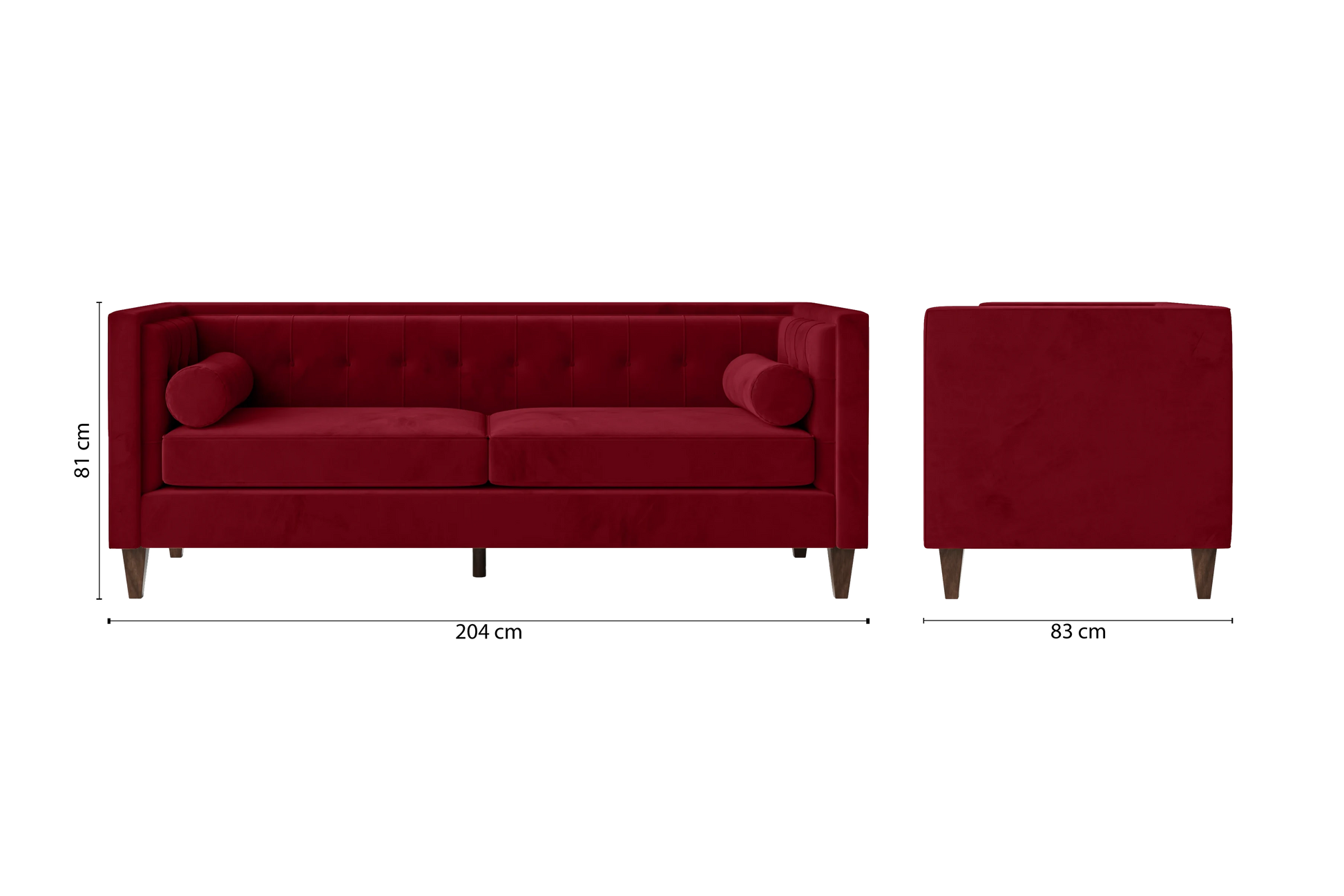 Brescia 3 Seater Sofa Red Velvet