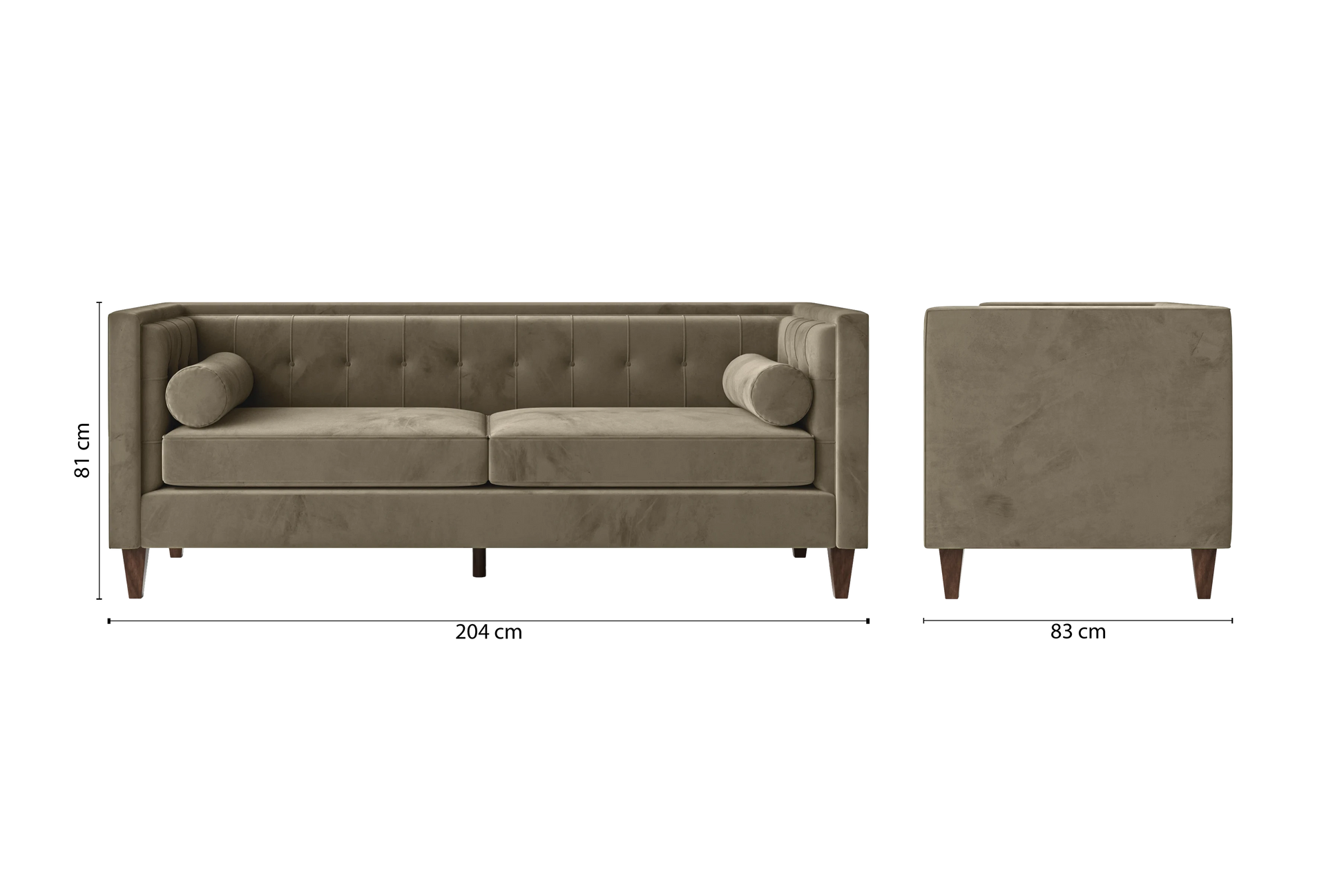 Brescia 3 Seater Sofa Sand Velvet