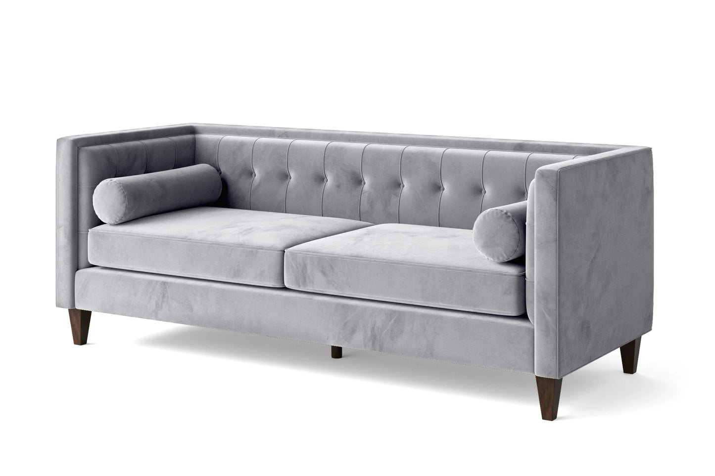 Brescia 3 Seater Sofa Silver Velvet