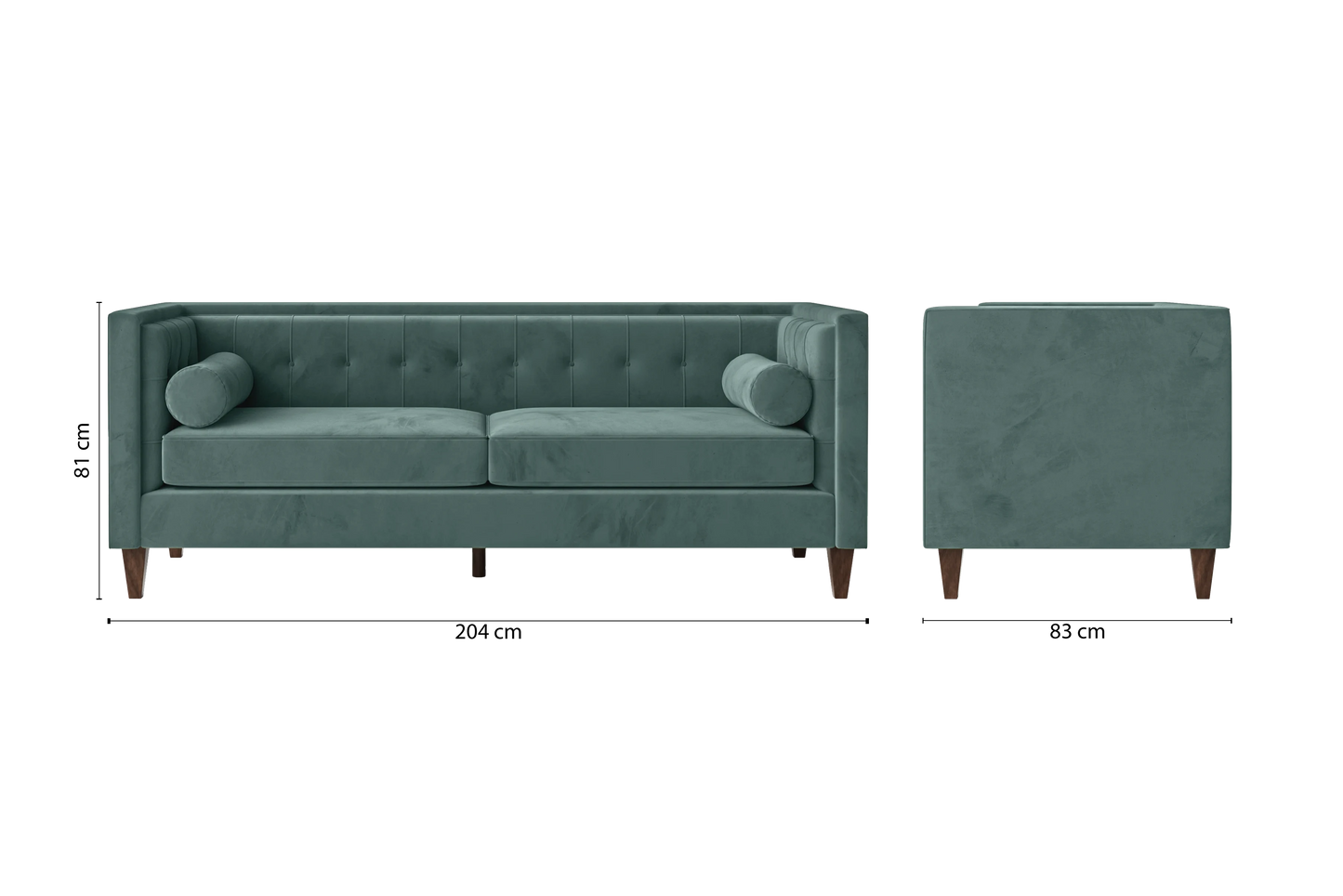 Brescia 3 Seater Sofa Teal Velvet