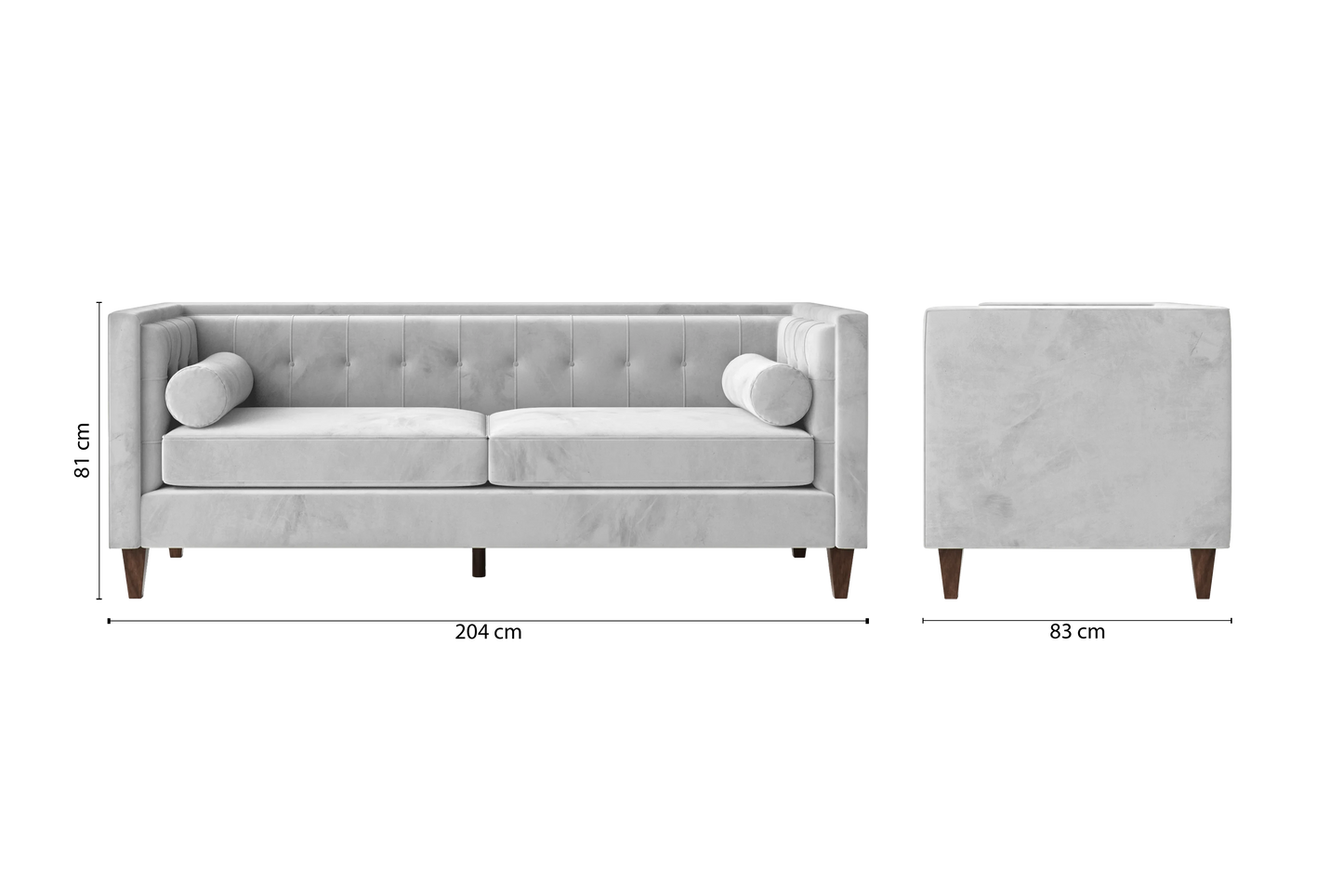 Brescia 3 Seater Sofa White Velvet