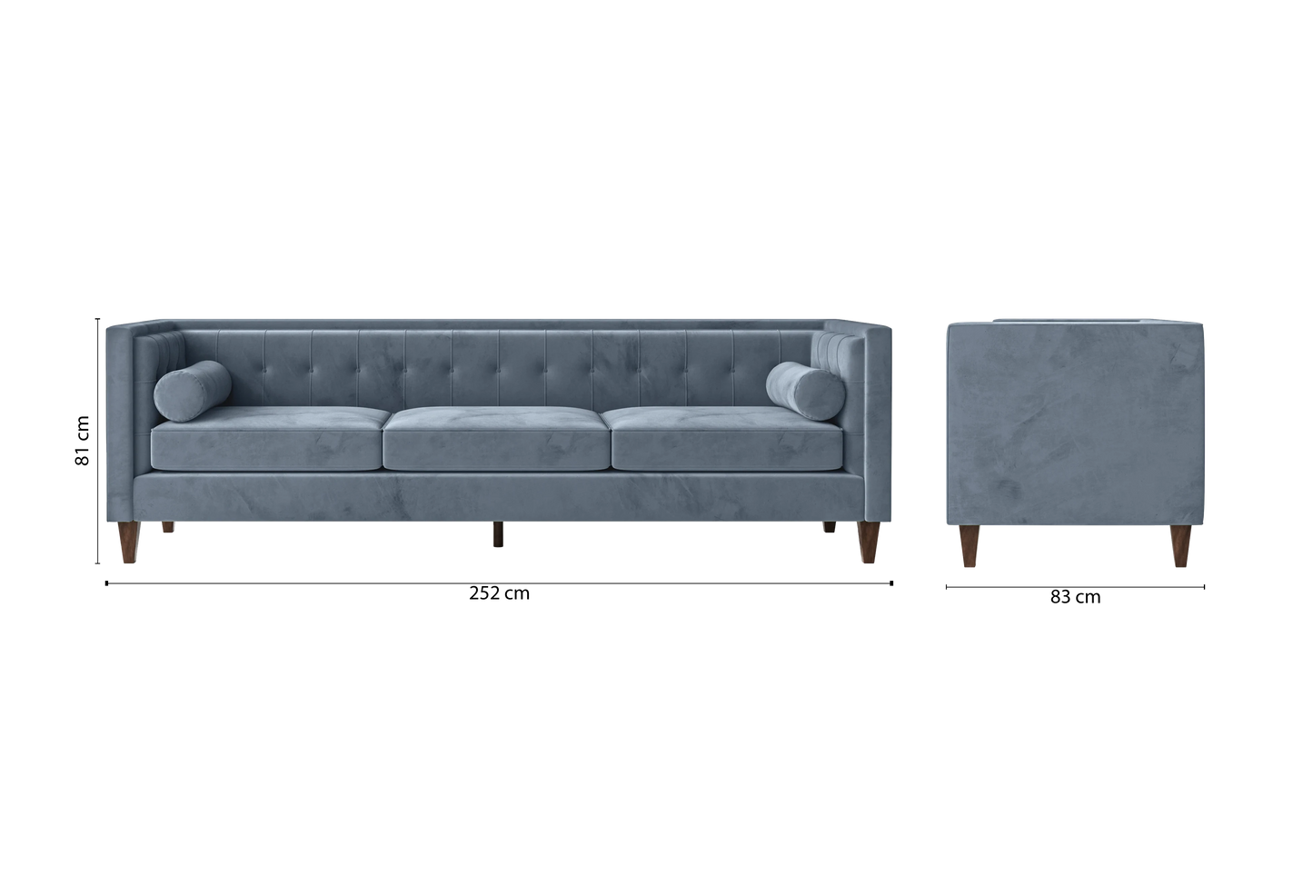 Brescia 4 Seater Sofa Baby Blue Velvet