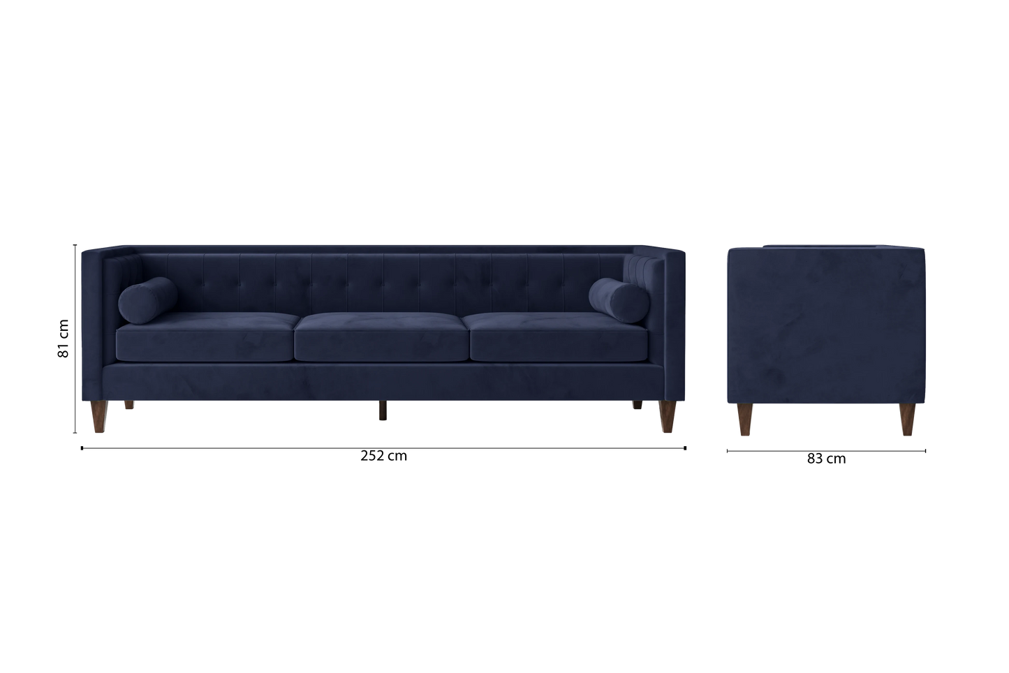 Brescia 4 Seater Sofa Dark Blue Velvet