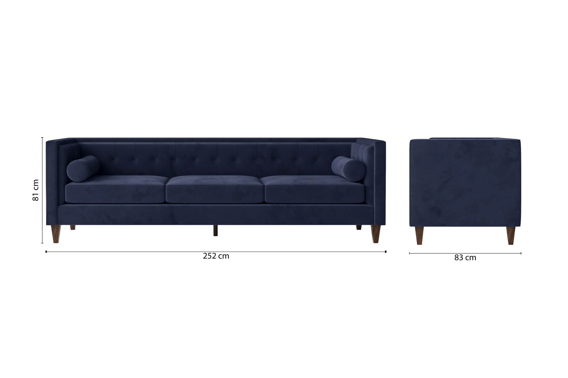 Brescia 4 Seater Sofa Dark Blue Velvet