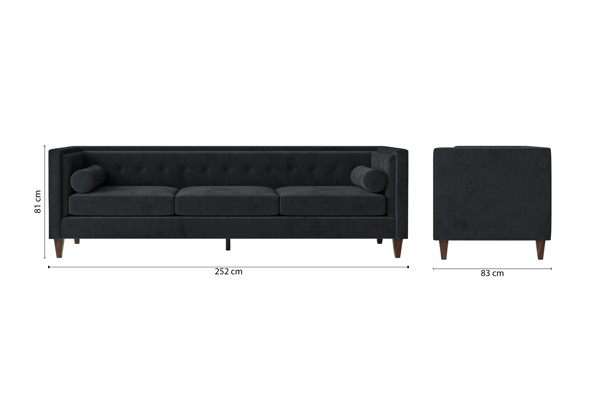 Brescia 4 Seater Sofa Dark Grey Velvet