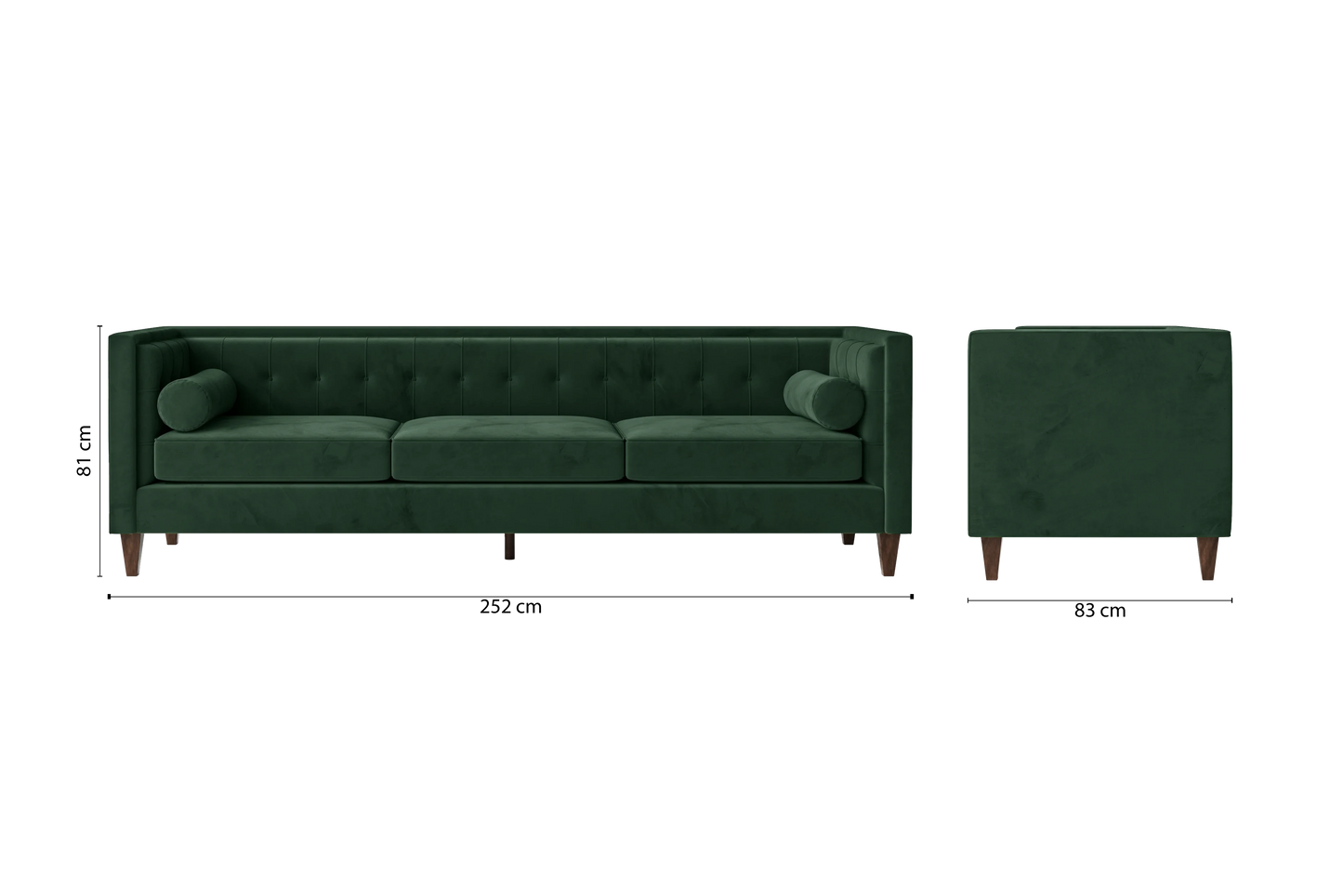 Brescia 4 Seater Sofa Green Velvet