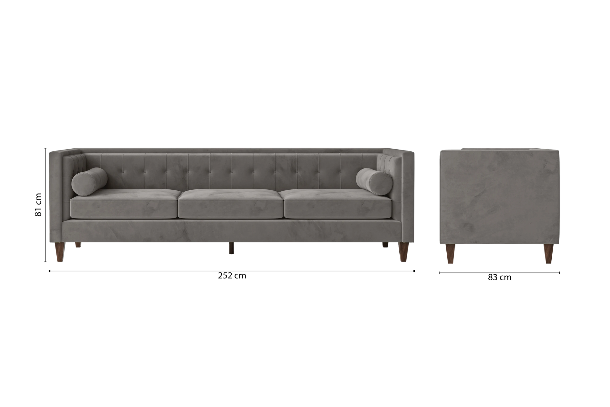 Brescia 4 Seater Sofa Grey Velvet