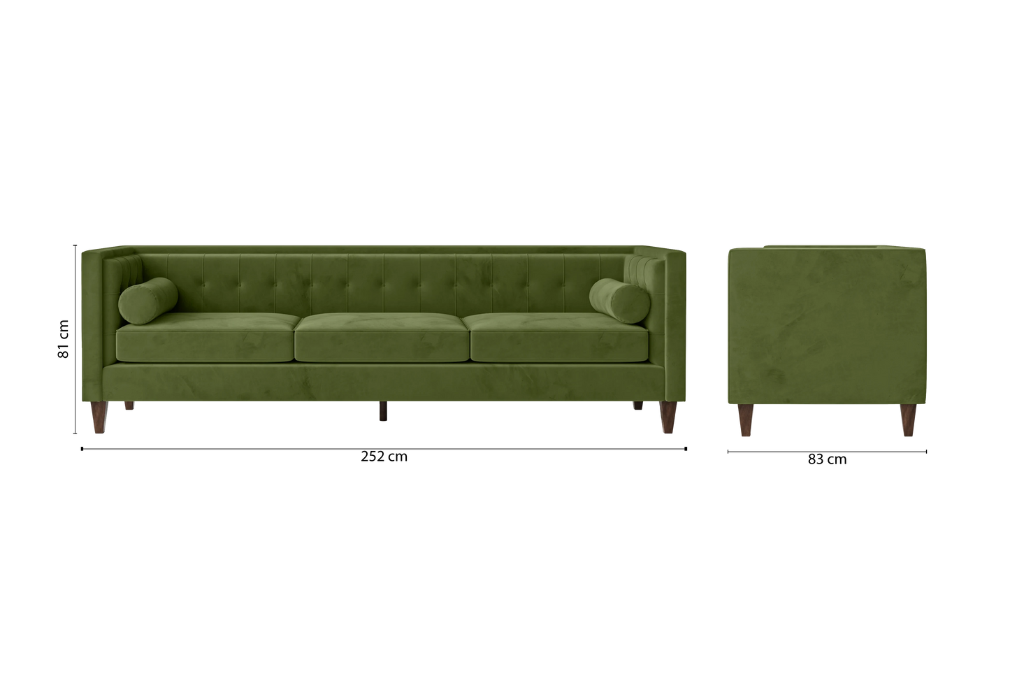 Brescia 4 Seater Sofa Lime Velvet