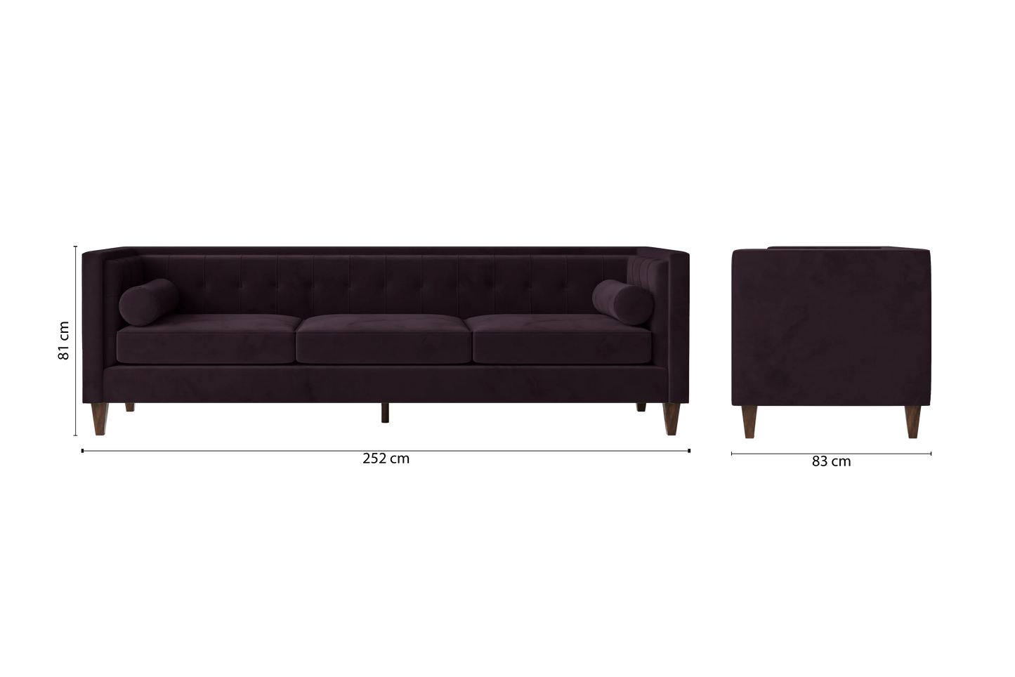 Brescia 4 Seater Sofa Purple Velvet