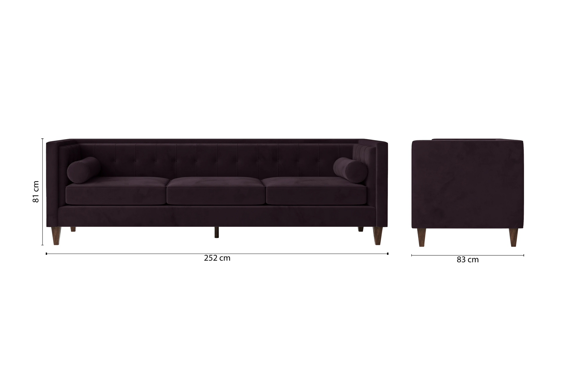 Brescia 4 Seater Sofa Purple Velvet