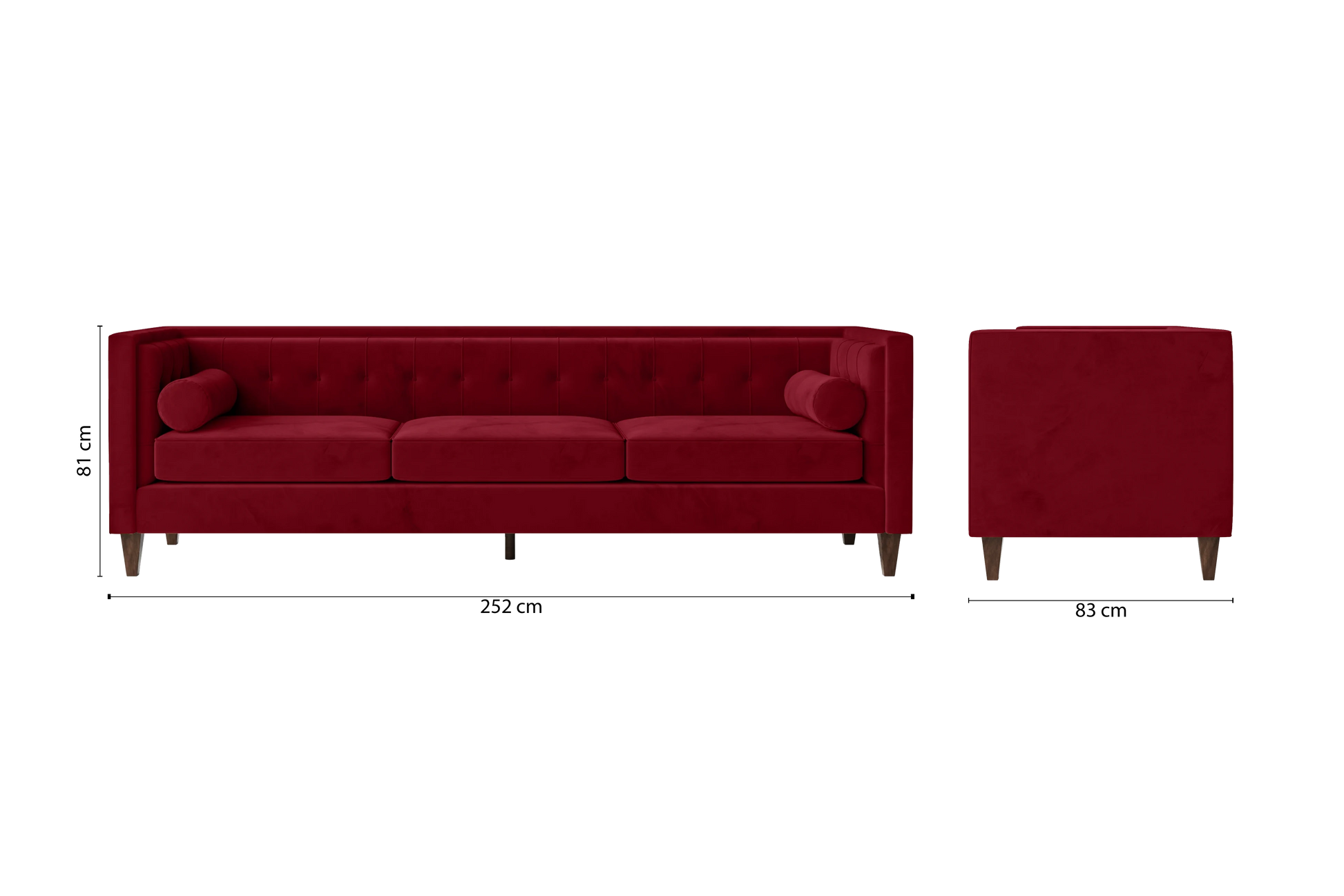 Brescia 4 Seater Sofa Red Velvet