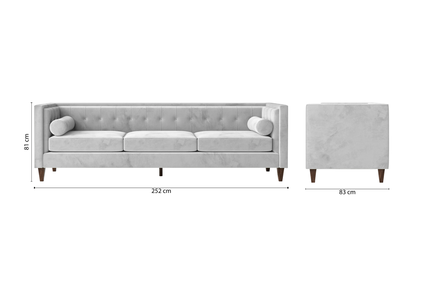 Brescia 4 Seater Sofa White Velvet