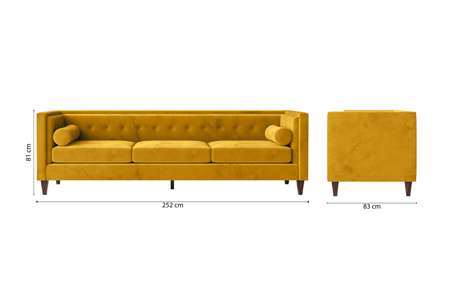 Brescia 4 Seater Sofa Yellow Velvet