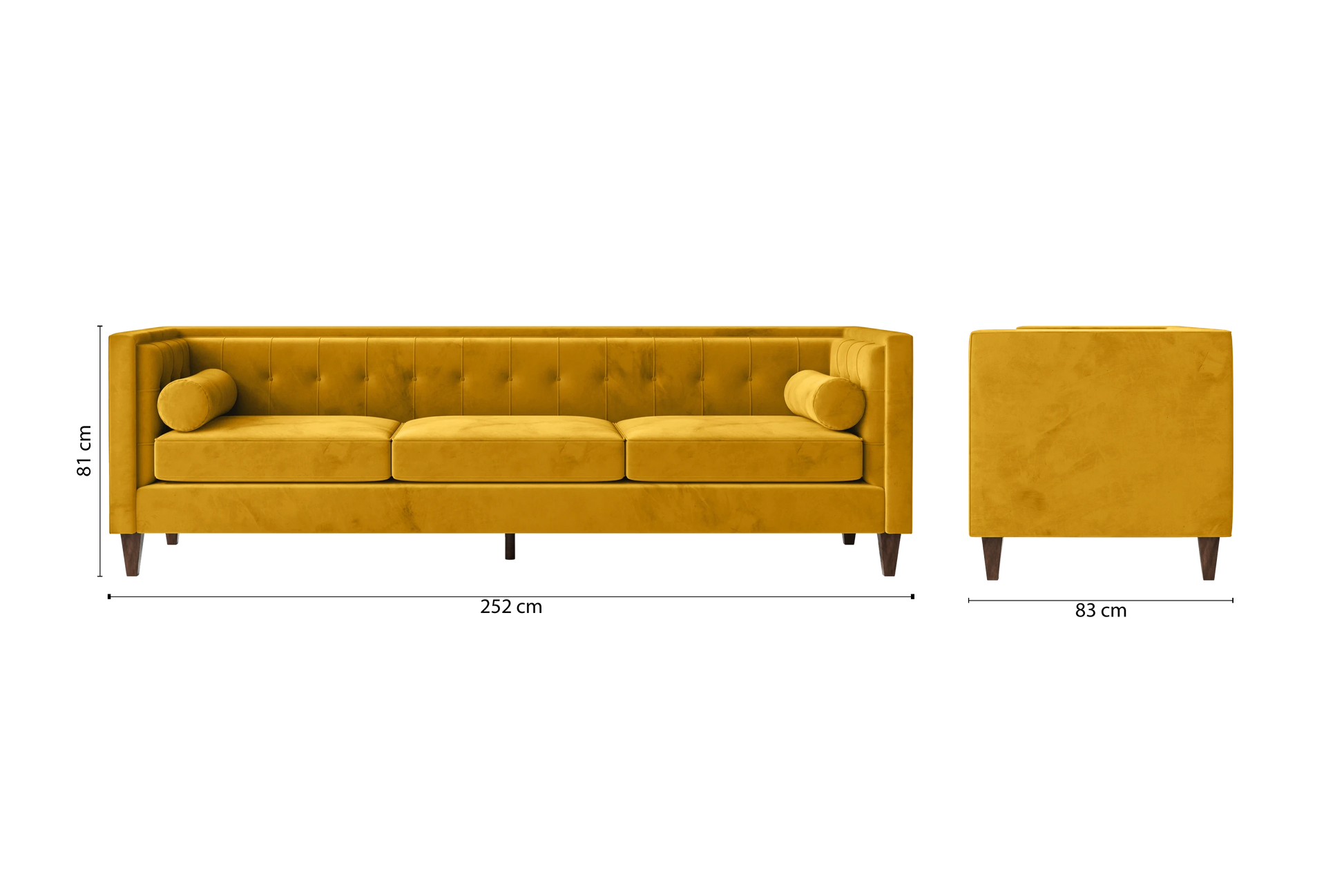 Brescia 4 Seater Sofa Yellow Velvet