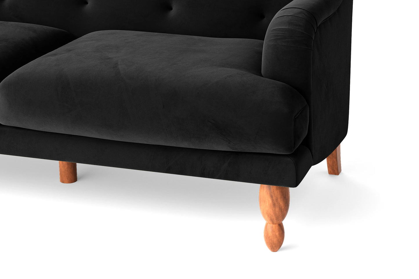 Burlington 2 Seater Sofa Black Velvet