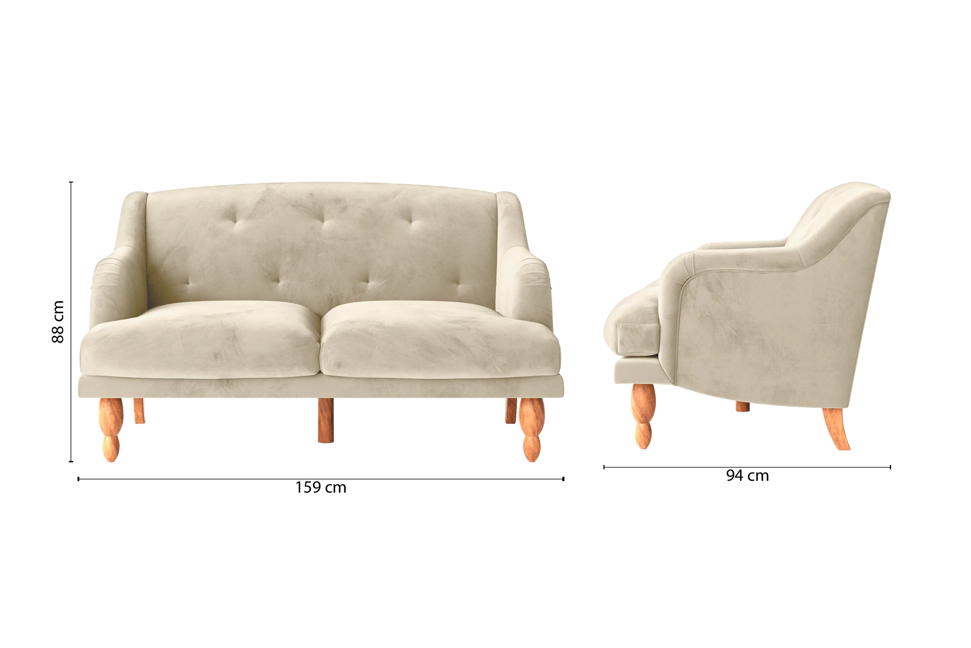 Burlington 2 Seater Sofa Cream Velvet