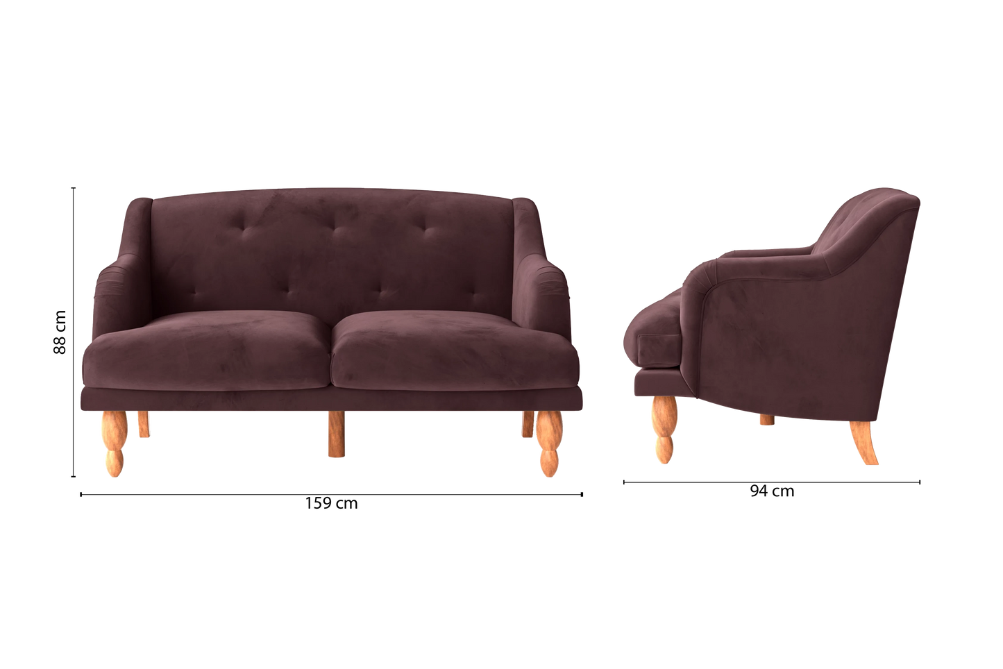 Burlington 2 Seater Sofa Grape Velvet