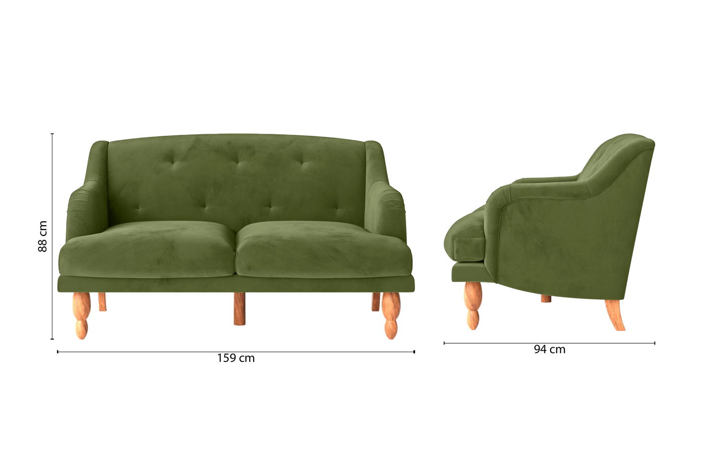 Burlington 2 Seater Sofa Lime Velvet