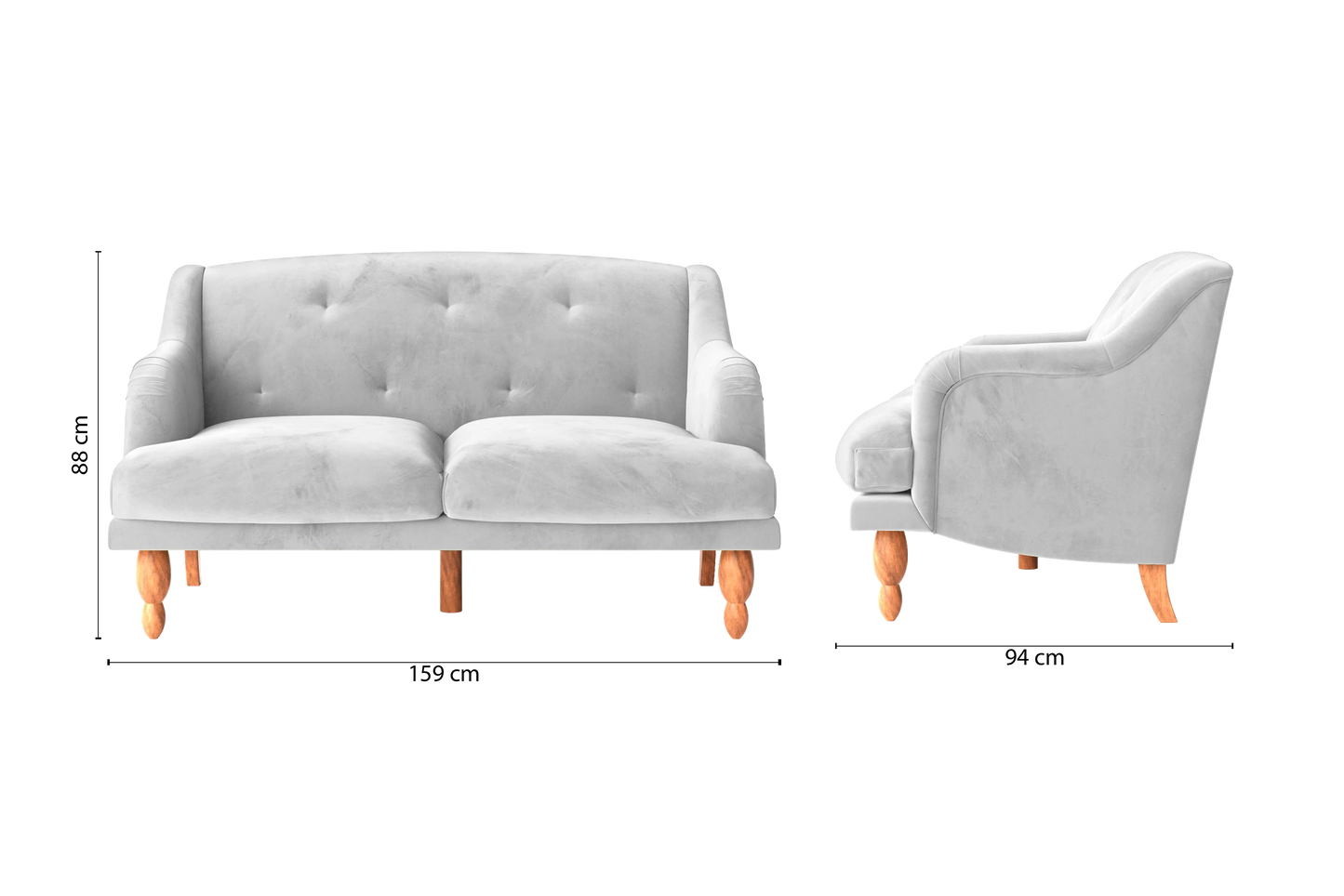 Burlington 2 Seater Sofa White Velvet