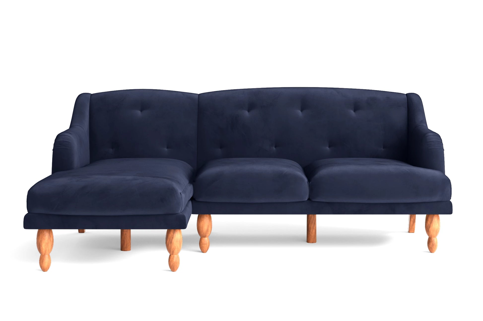 Burlington 3 Seater Left Hand Facing Chaise Lounge Corner Sofa Dark Blue Velvet