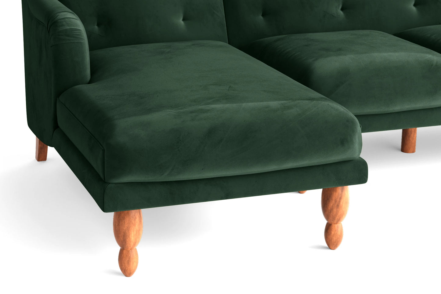 Burlington 3 Seater Left Hand Facing Chaise Lounge Corner Sofa Green Velvet