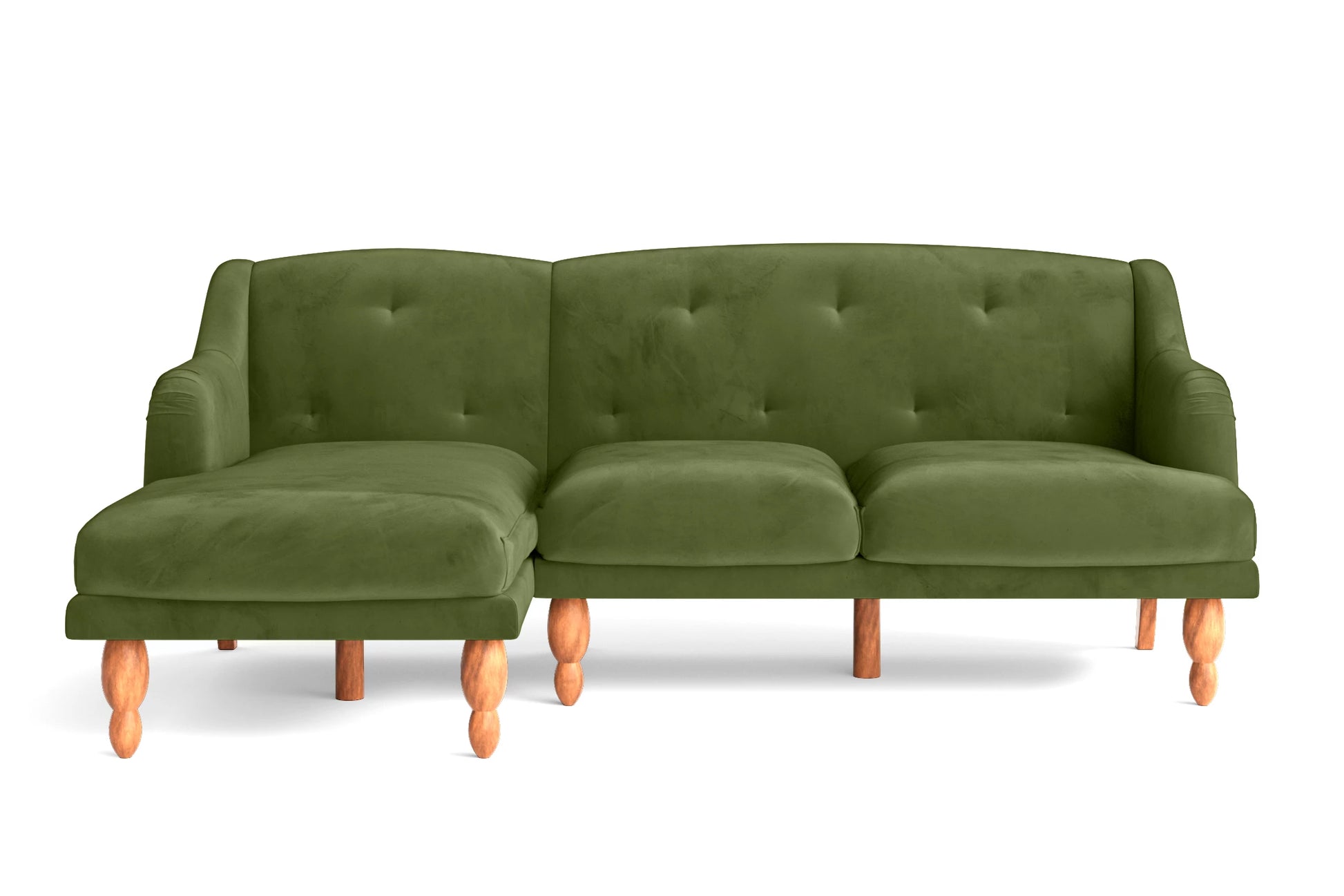 Burlington 3 Seater Left Hand Facing Chaise Lounge Corner Sofa Lime Velvet