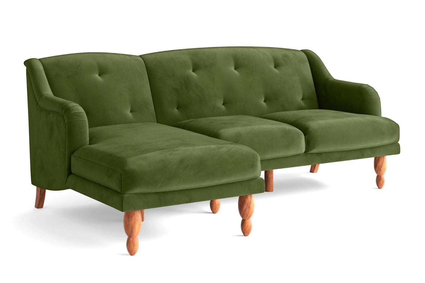 Burlington 3 Seater Left Hand Facing Chaise Lounge Corner Sofa Lime Velvet