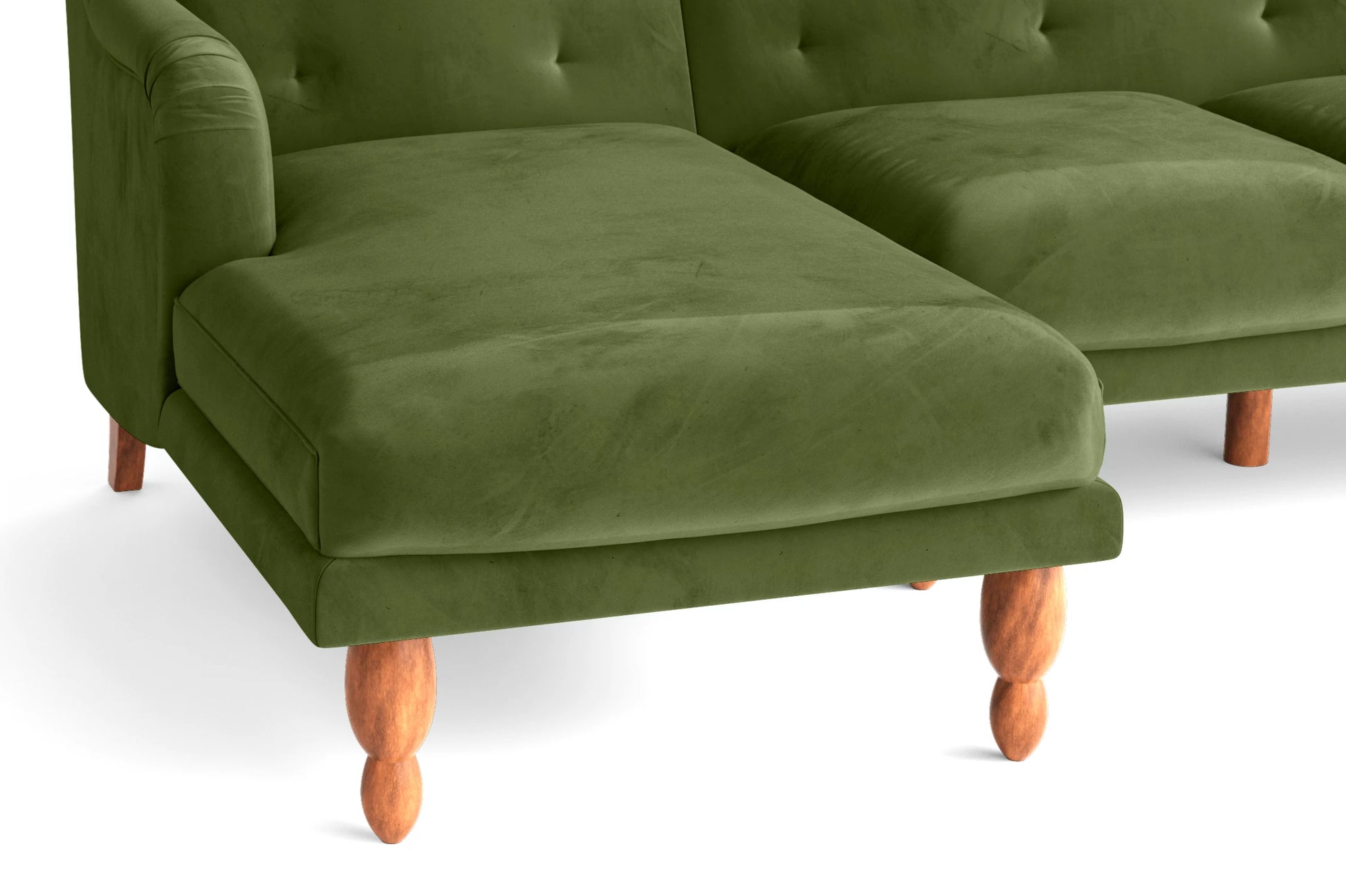 Burlington 3 Seater Left Hand Facing Chaise Lounge Corner Sofa Lime Velvet