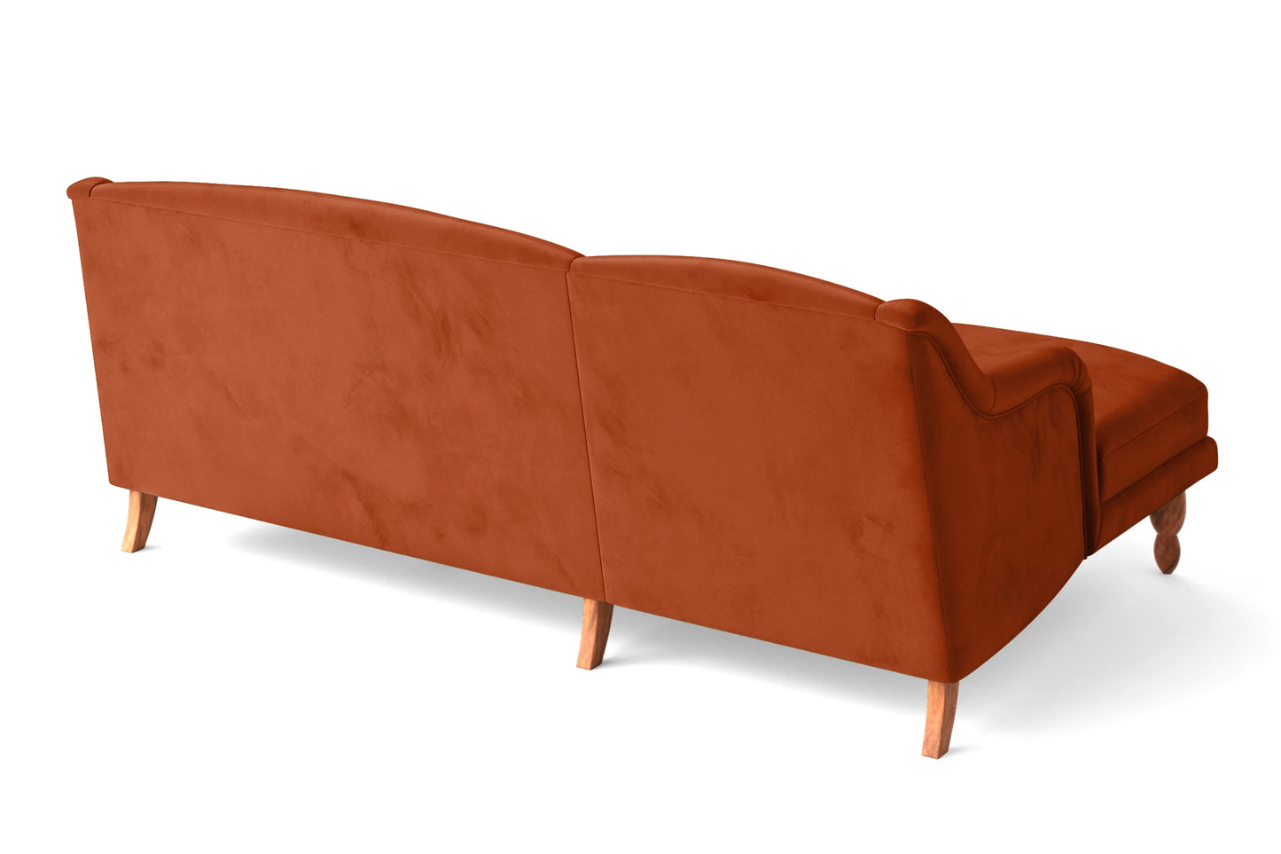 Burlington 3 Seater Left Hand Facing Chaise Lounge Corner Sofa Orange Velvet