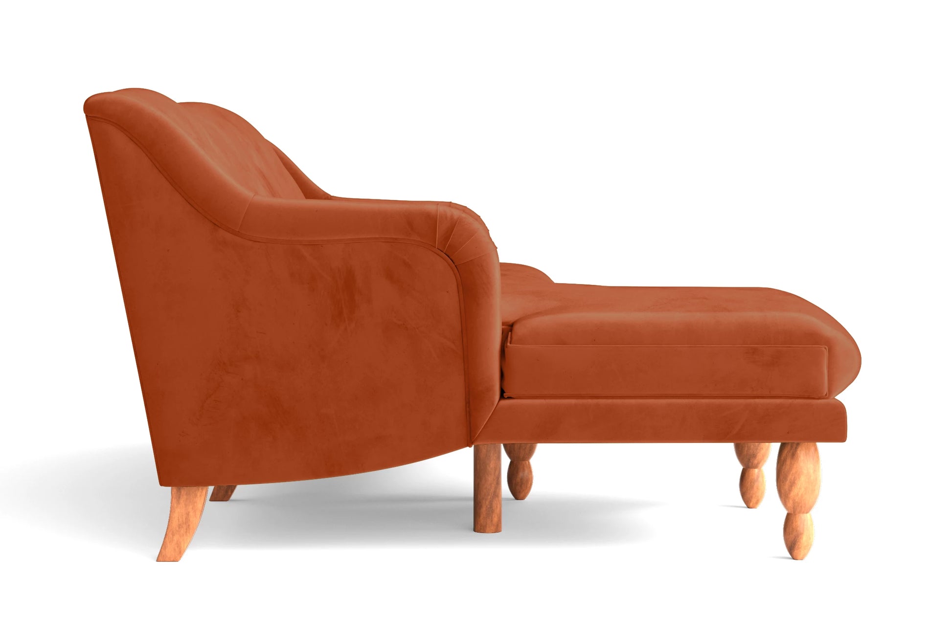 Burlington 3 Seater Left Hand Facing Chaise Lounge Corner Sofa Orange Velvet