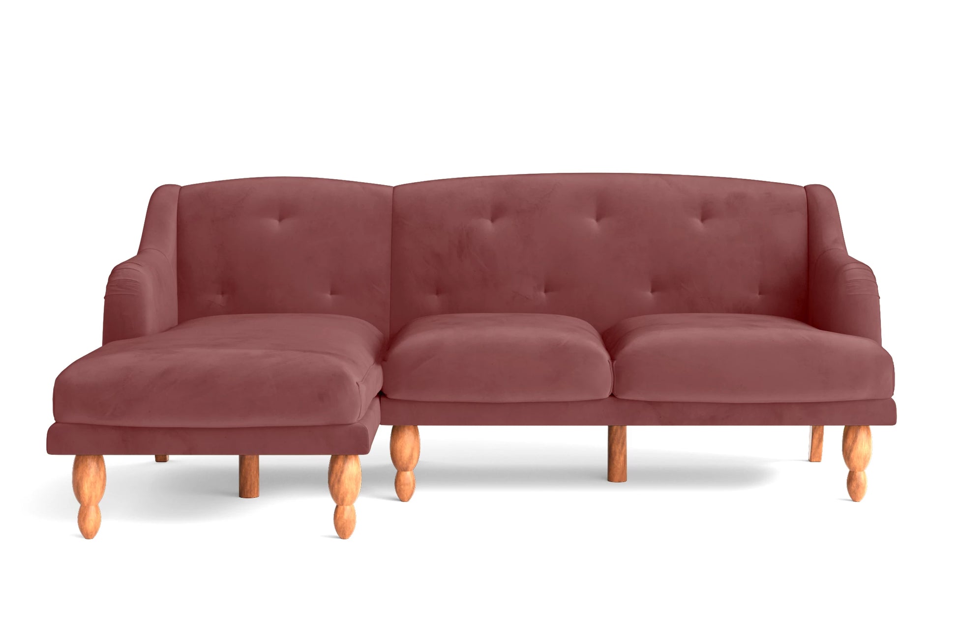 Burlington 3 Seater Left Hand Facing Chaise Lounge Corner Sofa Pink Velvet