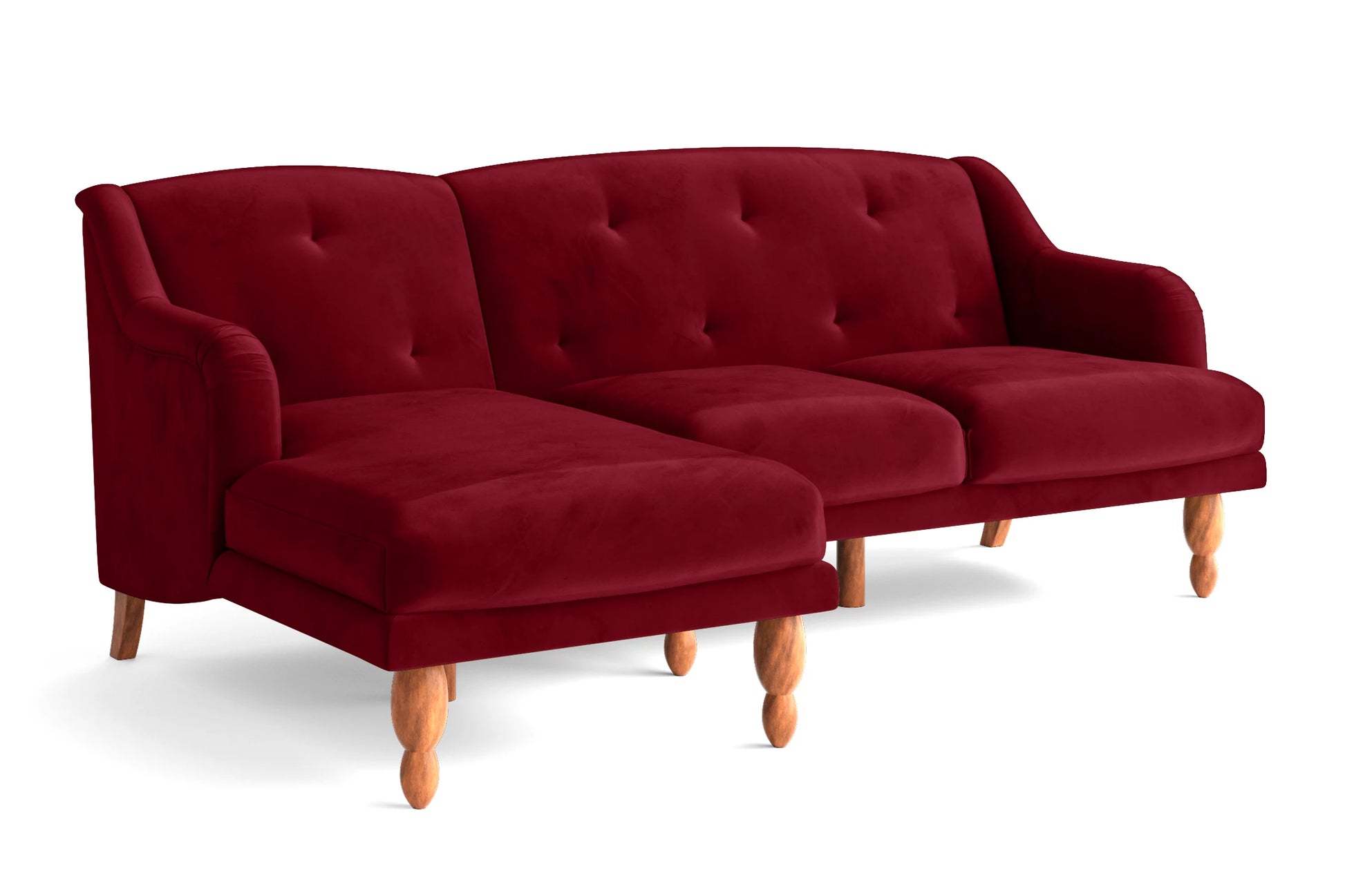 Burlington 3 Seater Left Hand Facing Chaise Lounge Corner Sofa Red Velvet